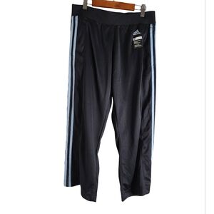 Adidas Black Track Pants with Blue Stripes